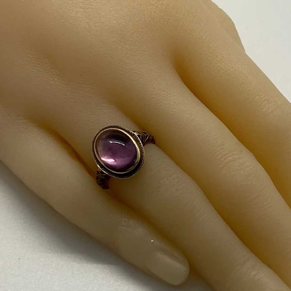 Amethyst Cabochon Victorian Solitaire Ring 4.95 C… - image 7