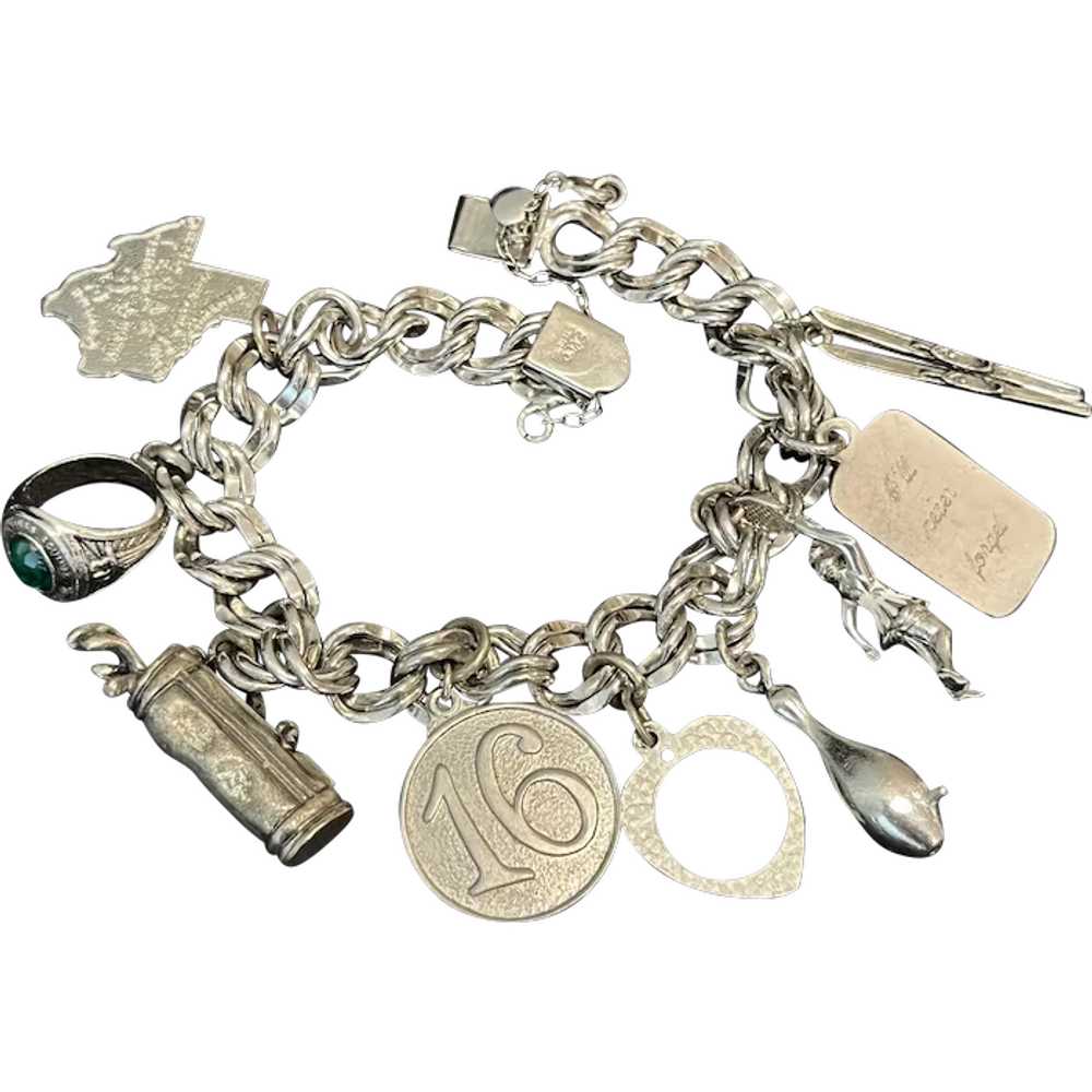 Vintage Sterling Silver Charm Bracelet - image 1
