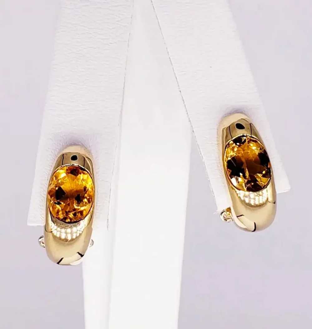 Oval 1.21 Carat Citrine Gem 18 Karat Gold Earrings - image 2
