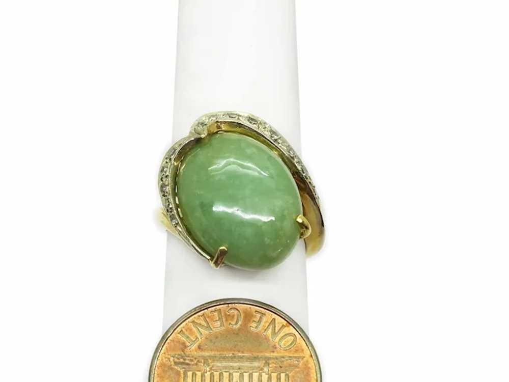 Vintage 9.65ct tw Jade & Diamond Ribbon Filigree … - image 4