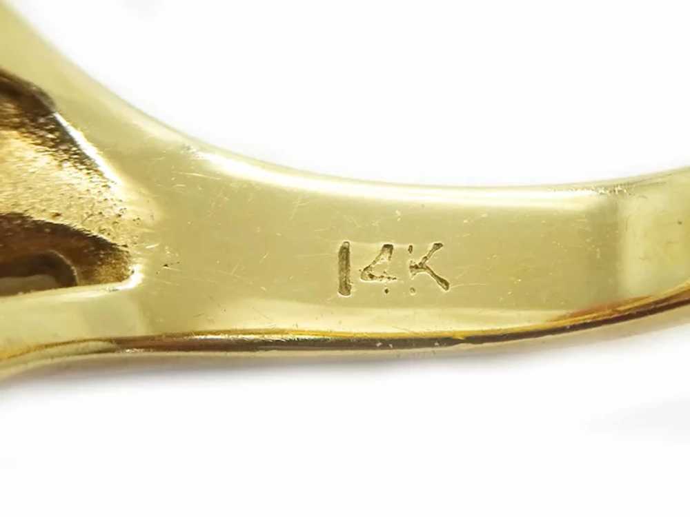 Mid-Century Modern Jade & Diamond Ring 14k Gold S… - image 7