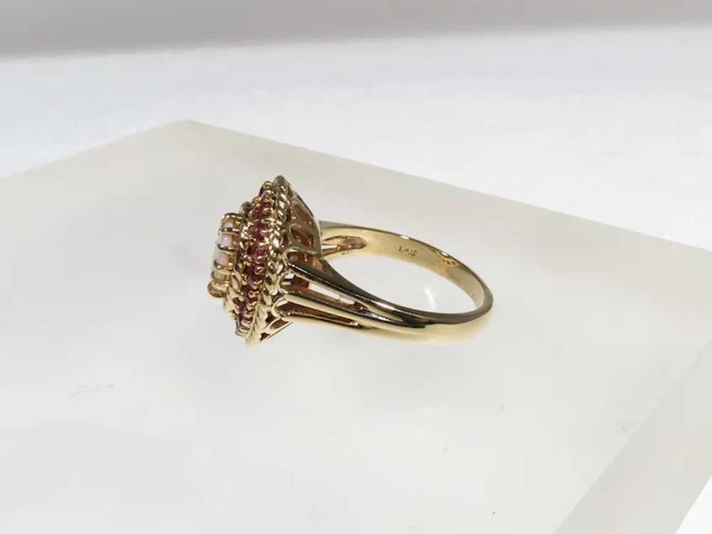 Vintage Opal and Ruby Cocktail Ring - image 10