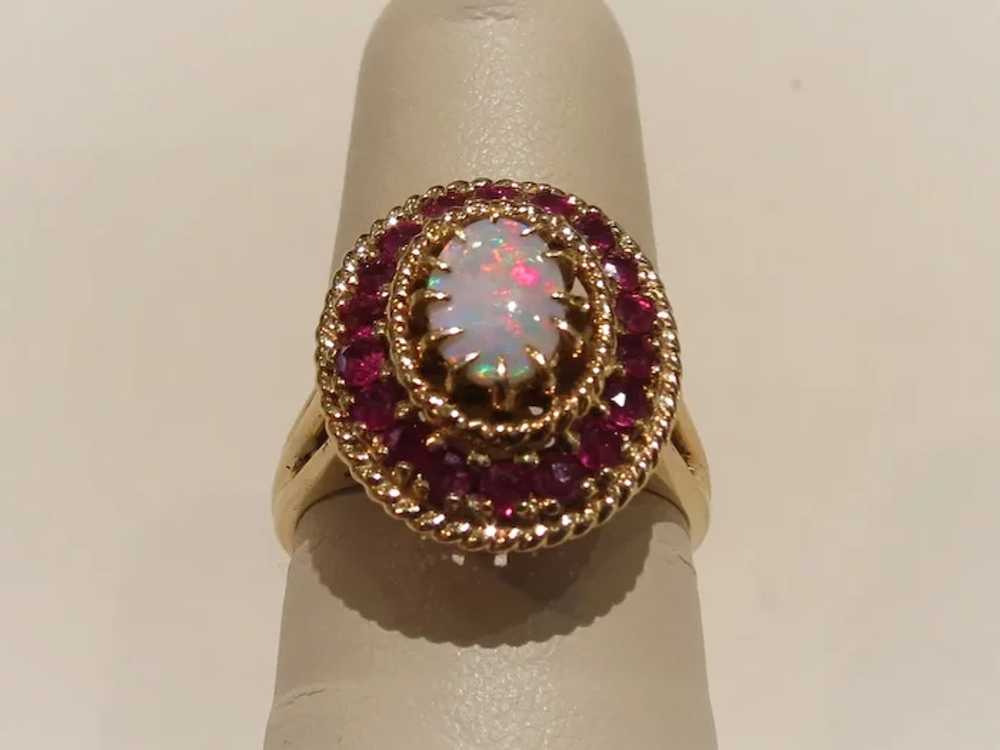 Vintage Opal and Ruby Cocktail Ring - image 4