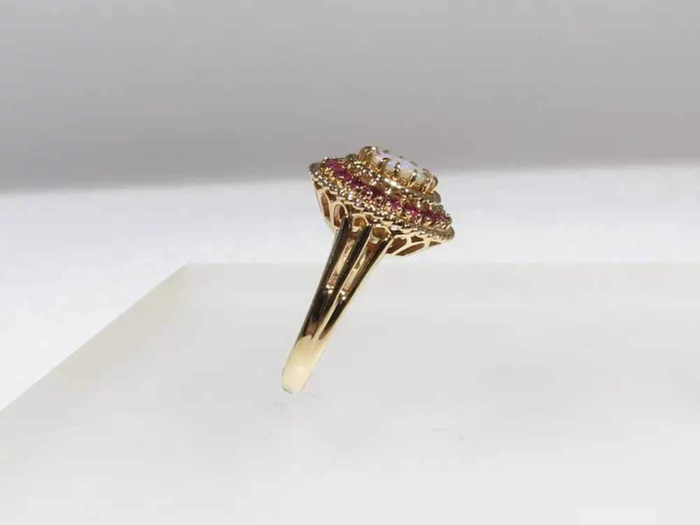 Vintage Opal and Ruby Cocktail Ring - image 7