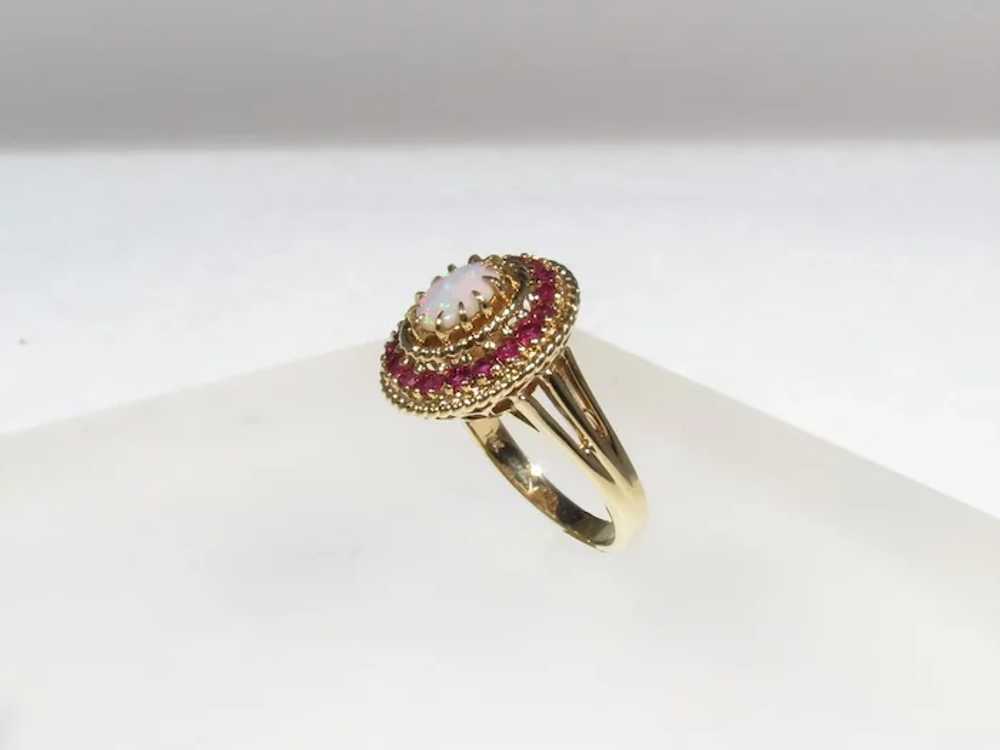 Vintage Opal and Ruby Cocktail Ring - image 8