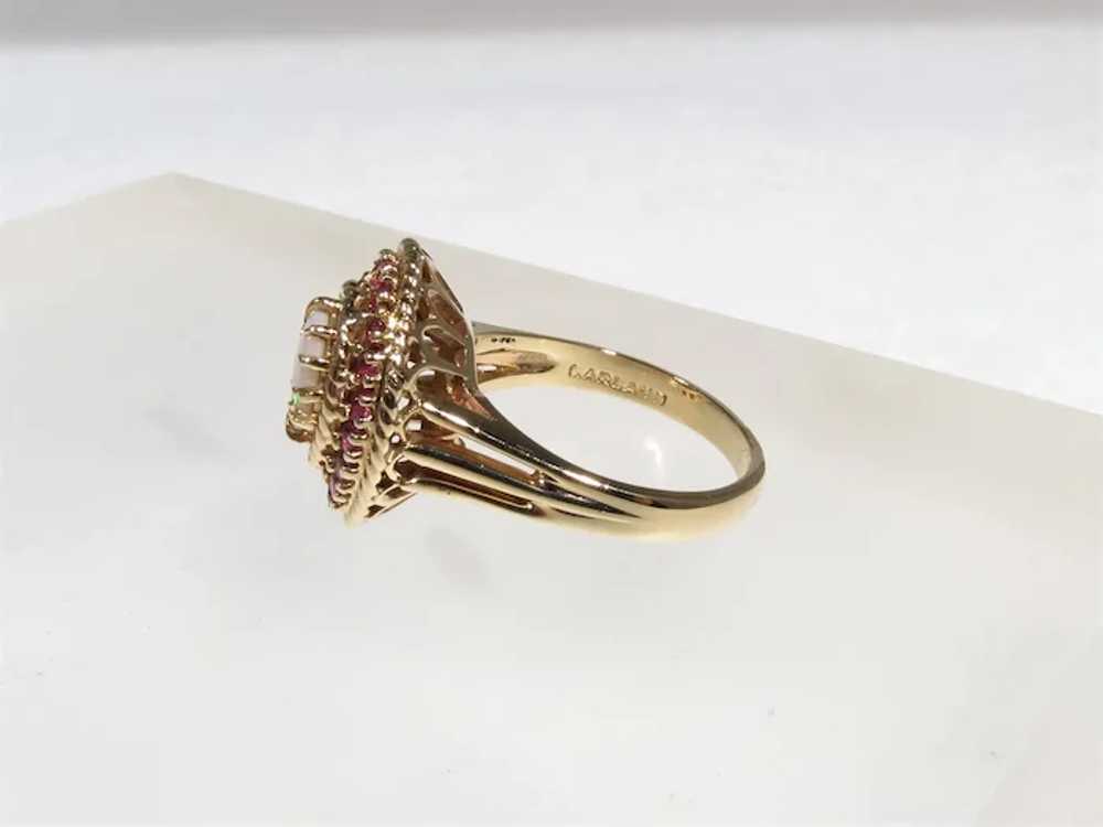 Vintage Opal and Ruby Cocktail Ring - image 9
