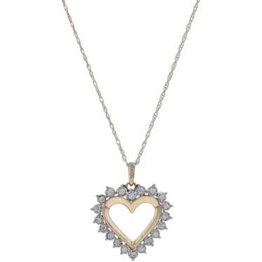 Yellow Gold Diamond Heart Pendant Necklace 19 1/2"