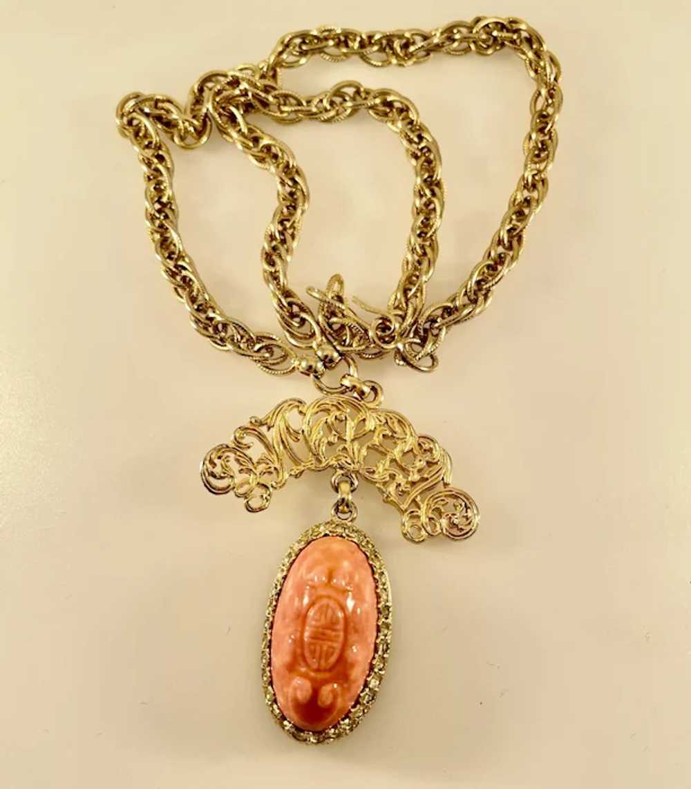 Vintage Nettie Rosenstein Peach Coral Egyptian Sc… - image 10
