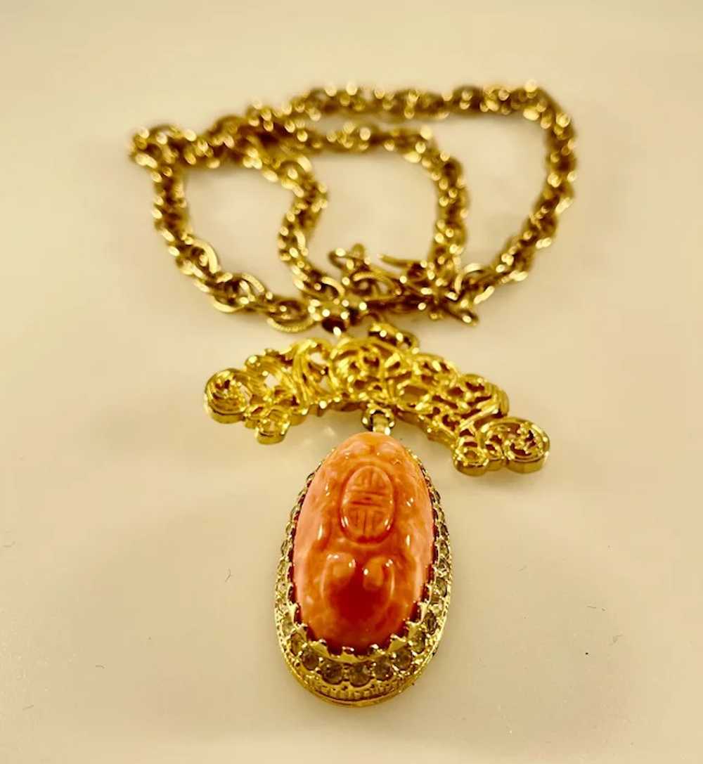 Vintage Nettie Rosenstein Peach Coral Egyptian Sc… - image 9
