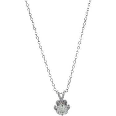 White Gold Diamond Solitaire Necklace 17 3/4" - 14
