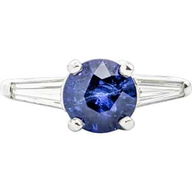 Contemporary Sapphire & Diamond Engagement Ring - image 1