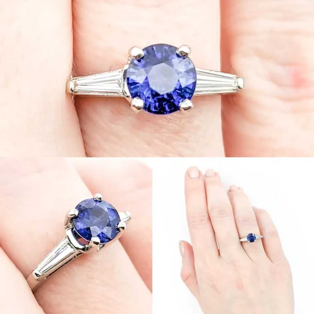 Contemporary Sapphire & Diamond Engagement Ring - image 2