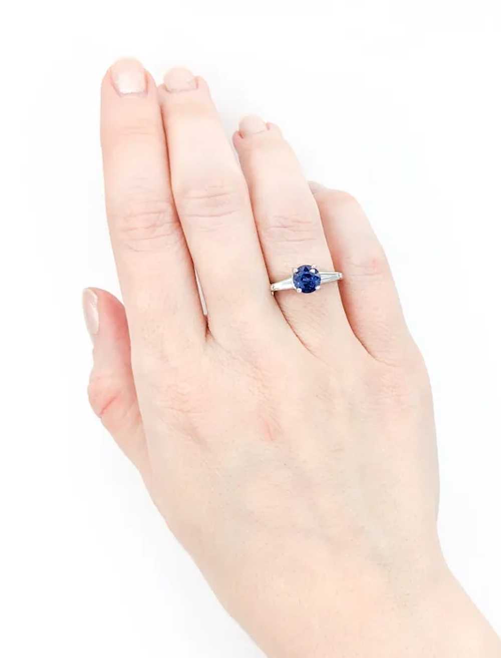 Contemporary Sapphire & Diamond Engagement Ring - image 3