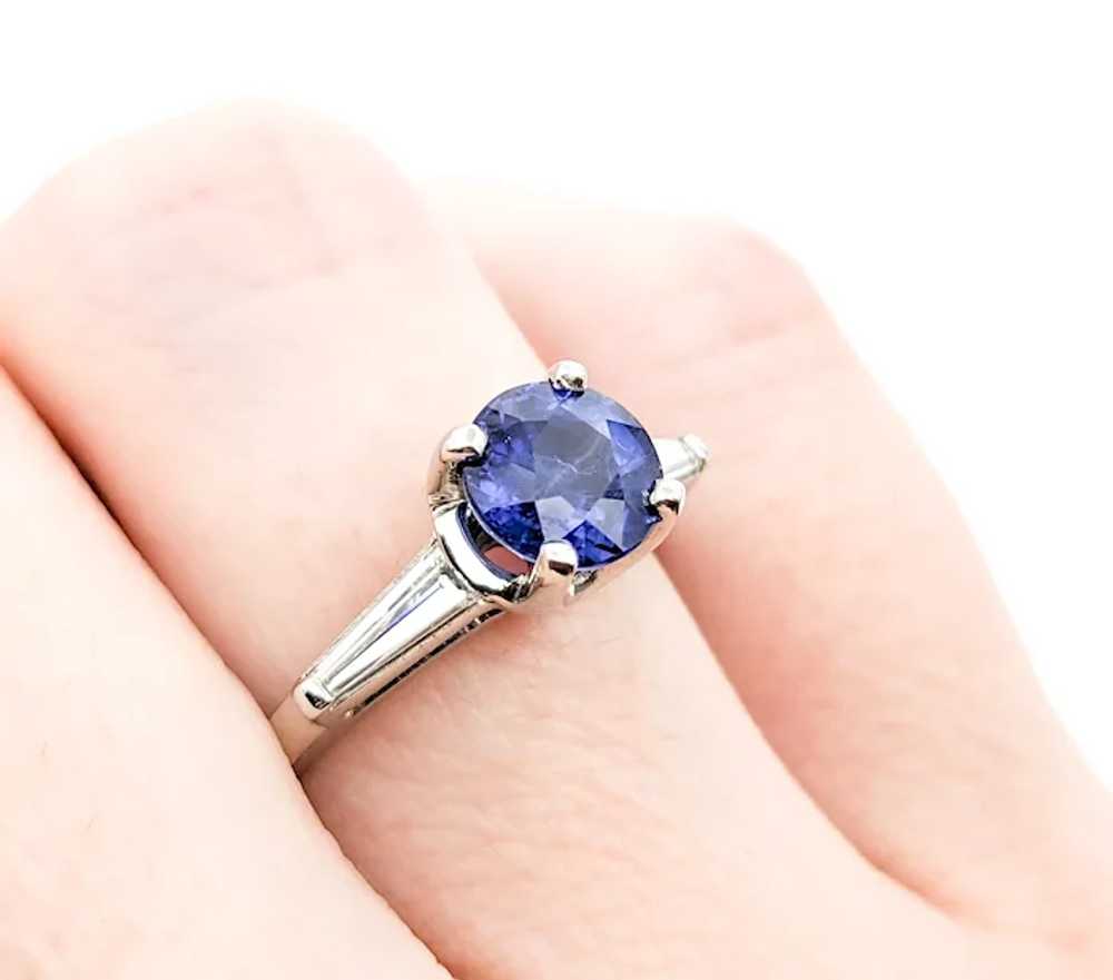 Contemporary Sapphire & Diamond Engagement Ring - image 4