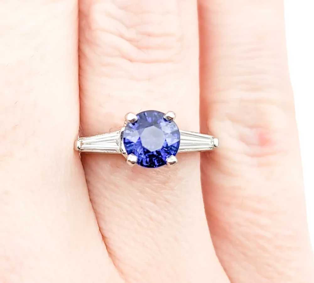 Contemporary Sapphire & Diamond Engagement Ring - image 5