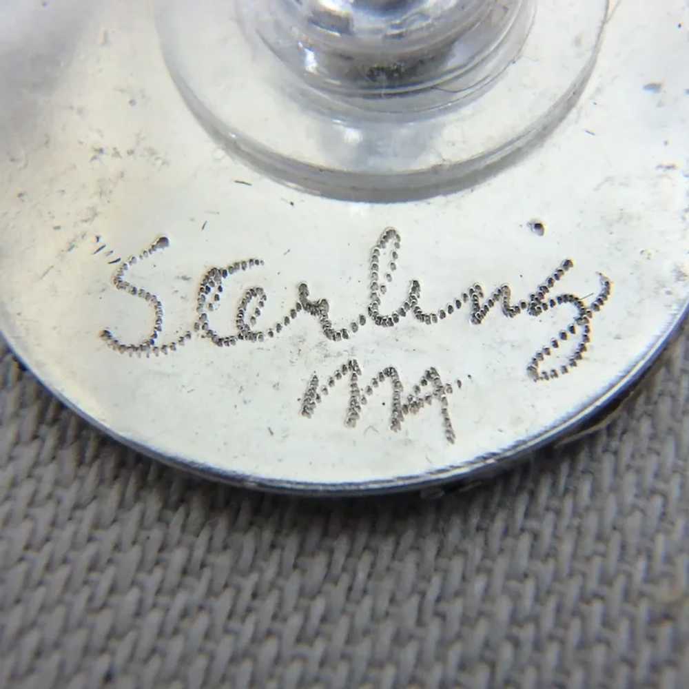 Artisan Sterling Silver Pierced Earrings with Gol… - image 3