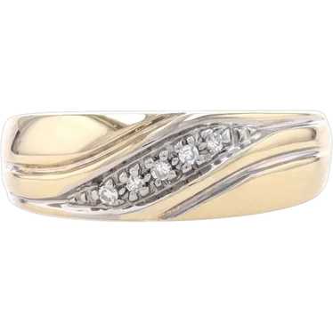 Yellow Gold Diamond Wedding Band - 14k Single Cut… - image 1