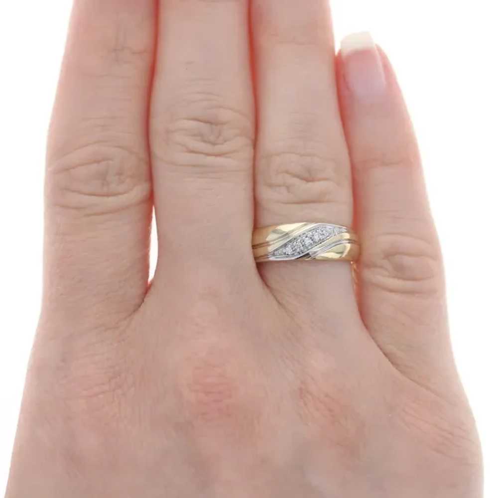 Yellow Gold Diamond Wedding Band - 14k Single Cut… - image 2