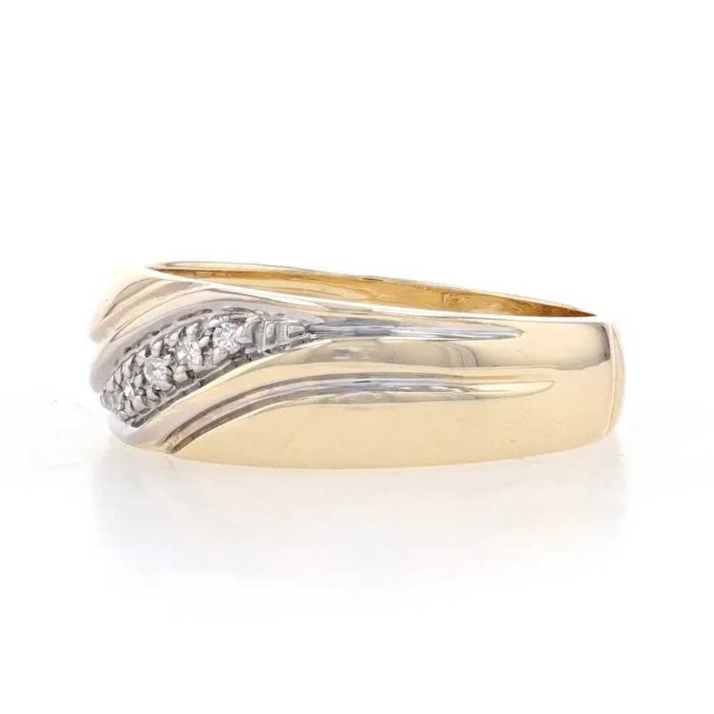 Yellow Gold Diamond Wedding Band - 14k Single Cut… - image 3