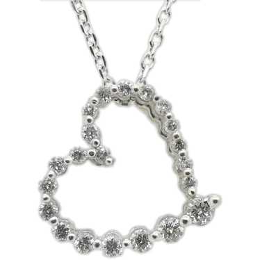 Romantic .17ctw Diamond Open Heart Pendant 10K Whi