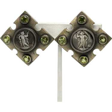 Stephen Dweck MOP Cameo, Peridot, and Sterling Cl… - image 1