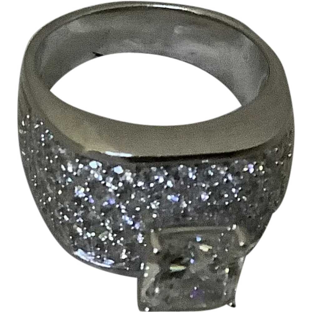 Sterling and CZ Cocktail Ring Size 11 - image 1