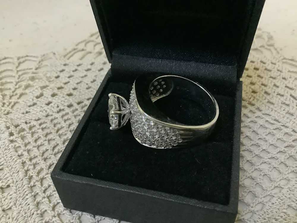 Sterling and CZ Cocktail Ring Size 11 - image 4