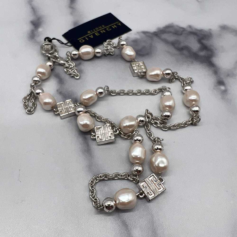 Vintage Givenchy Station Faux Pearl Necklace - image 3