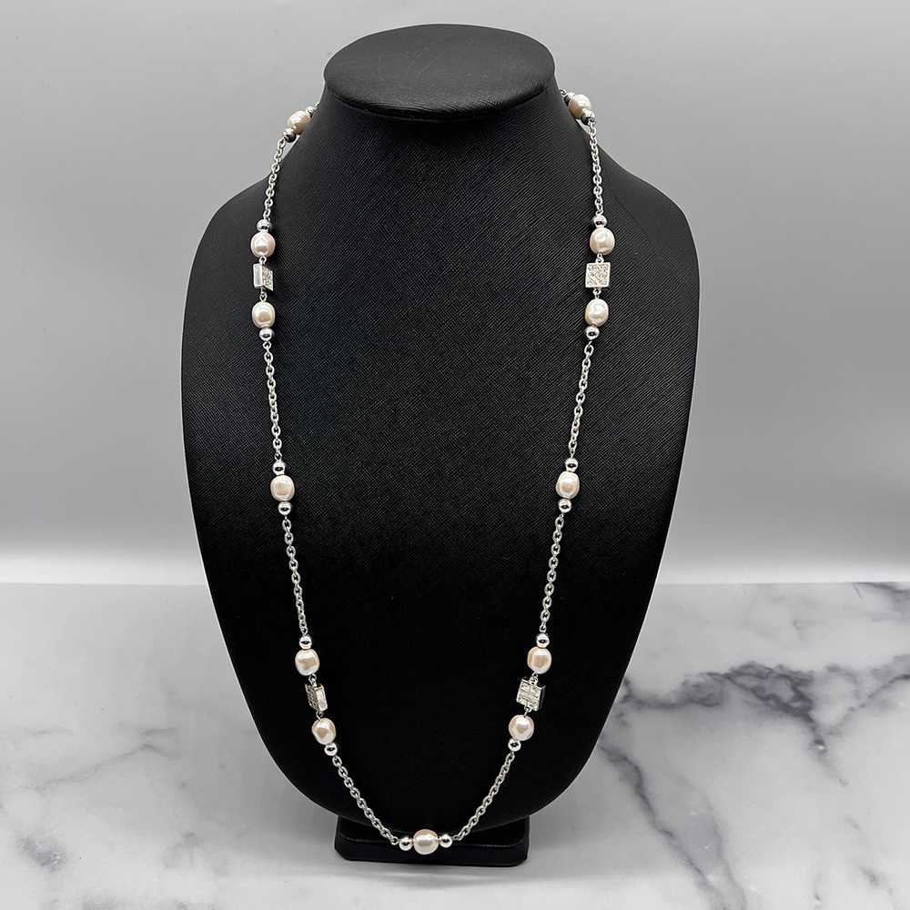 Vintage Givenchy Station Faux Pearl Necklace - image 4