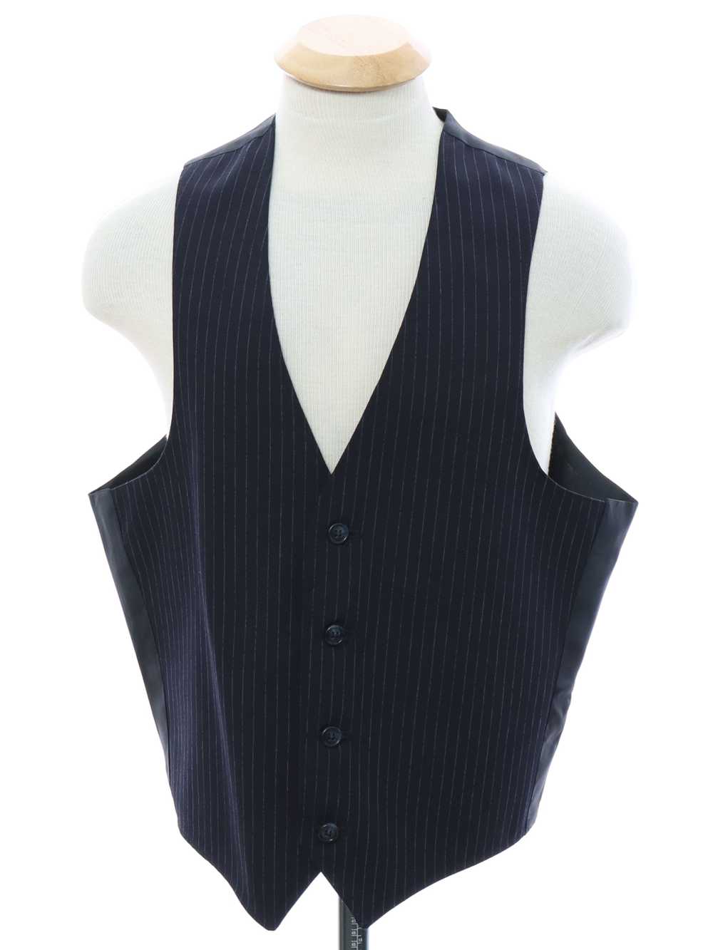 1990's Mens Dark Blue Pinstriped Suit Vest - Gem