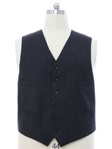 1990's Mens Black and Grey Pinstriped Suit Vest