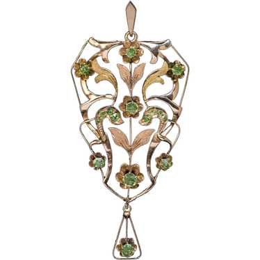 Art Nouveau Antique Russian Demantoid Gold Pendant