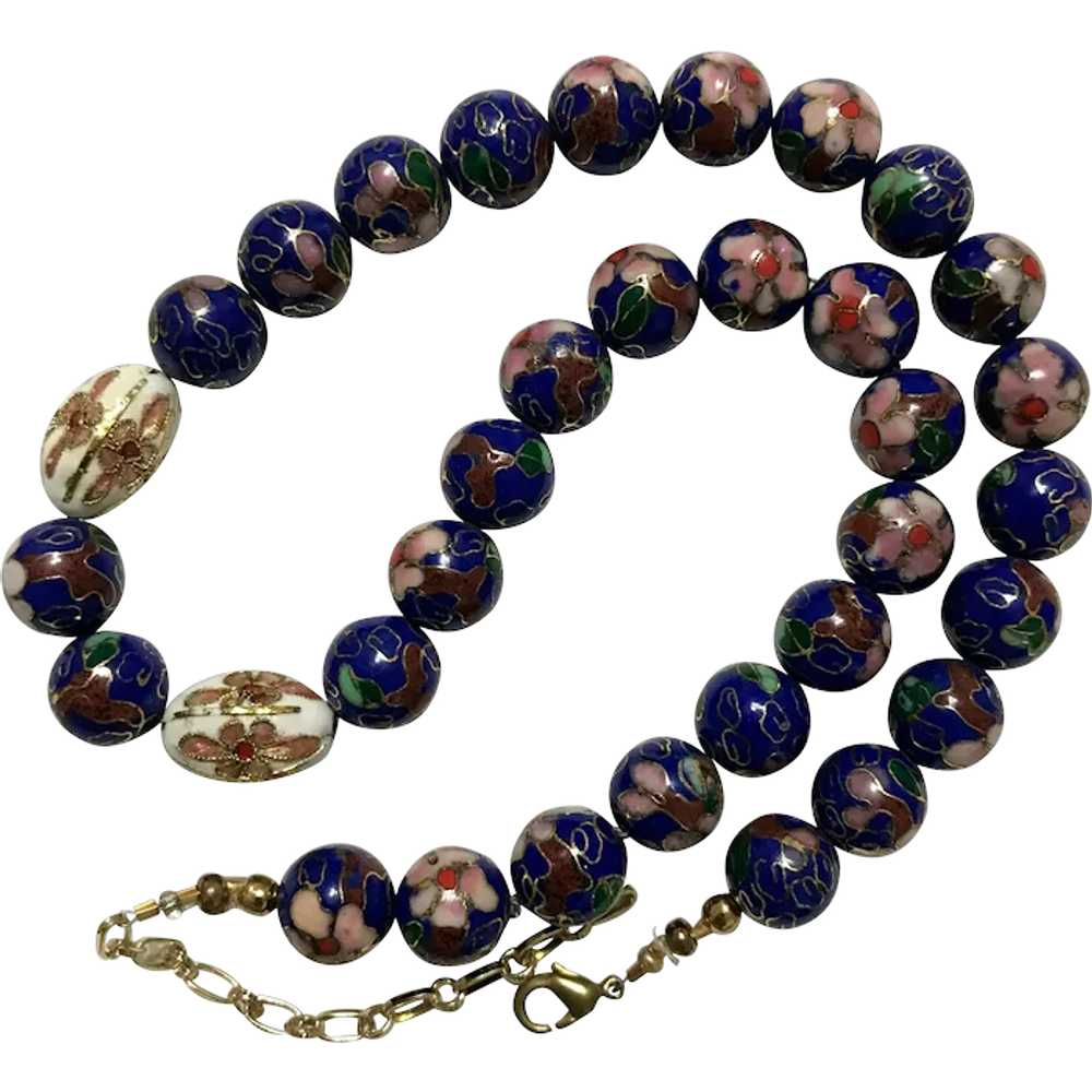 Pretty Vintage 21-1/4 Inch Cloisonné Bead Necklace - image 1