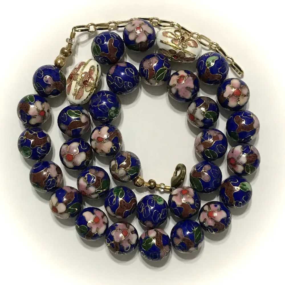 Pretty Vintage 21-1/4 Inch Cloisonné Bead Necklace - image 4