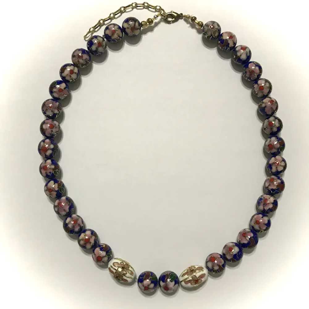 Pretty Vintage 21-1/4 Inch Cloisonné Bead Necklace - image 6