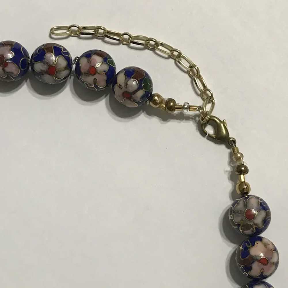 Pretty Vintage 21-1/4 Inch Cloisonné Bead Necklace - image 7