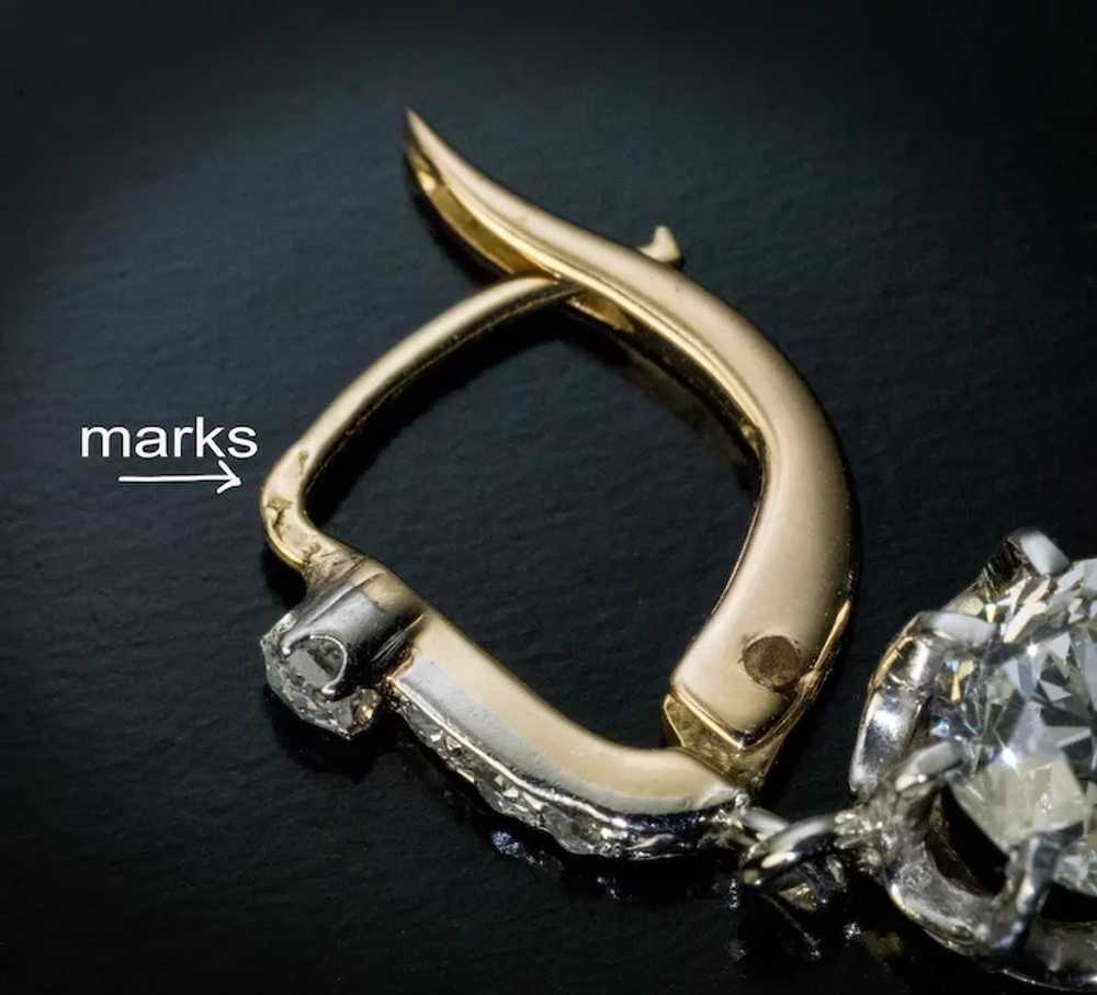 Antique French Old Mine Cut Diamond Dangle Earrin… - image 3