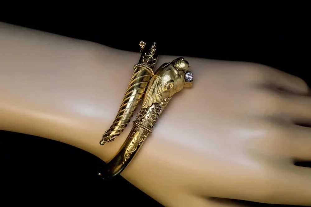 Antique Greek Revival Gold Diamond Bangle Bracelet - image 5