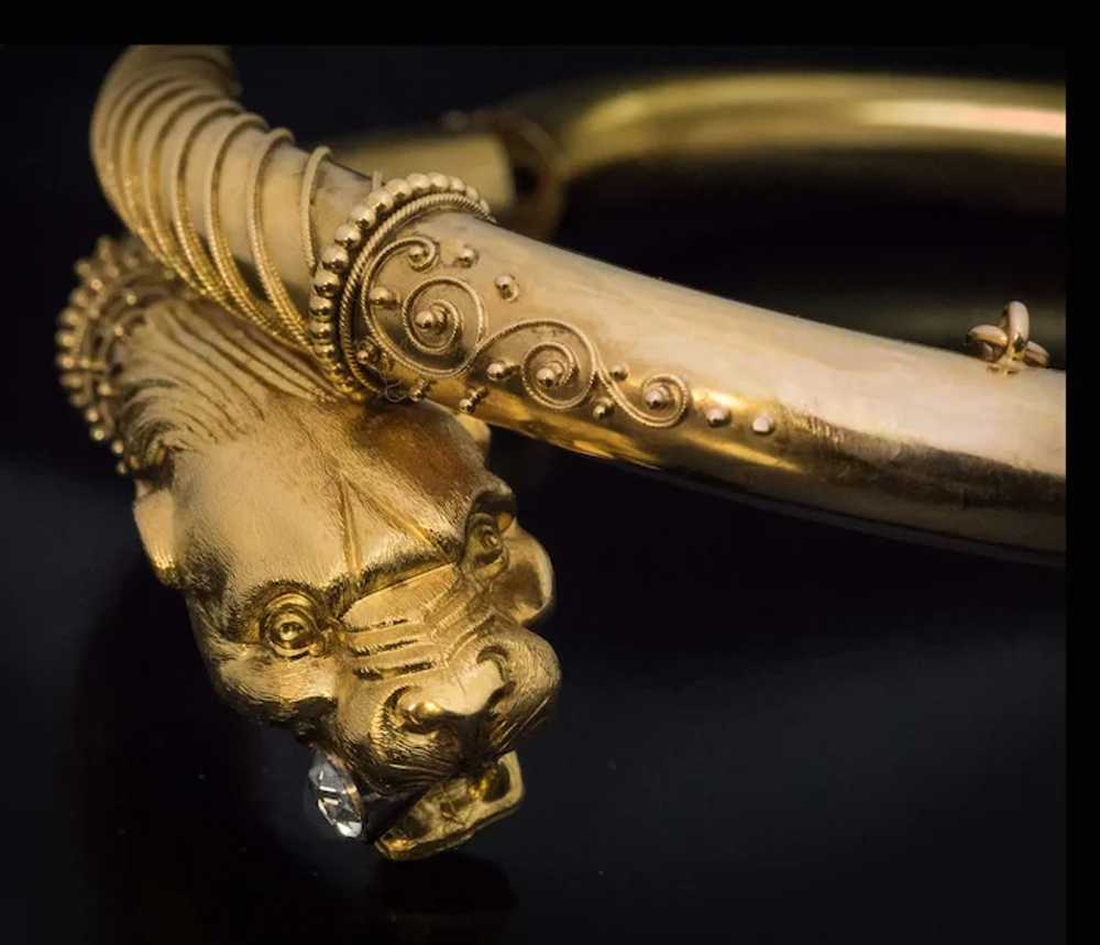 Antique Greek Revival Gold Diamond Bangle Bracelet - image 7