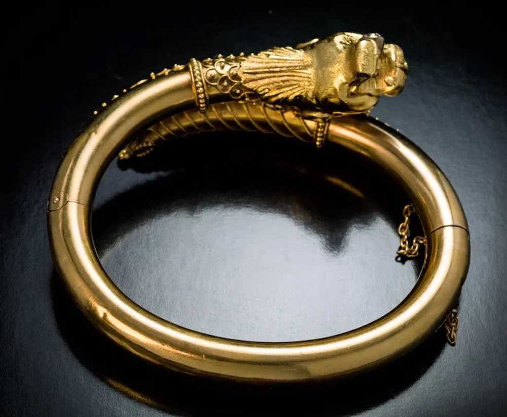 Antique Greek Revival Gold Diamond Bangle Bracelet - image 8