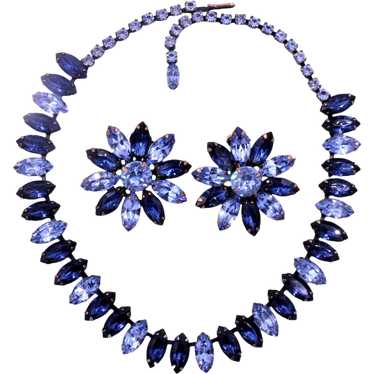 Necklace Flower Earrings Demi La Roco Sapphire Bl… - image 1