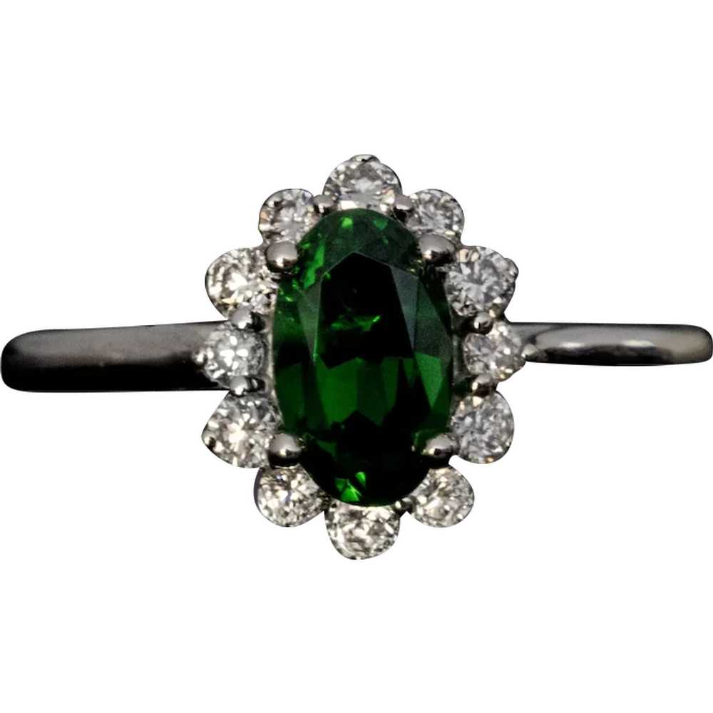 1.45 Ct Russian Demantoid Diamond Platinum Ring - image 1