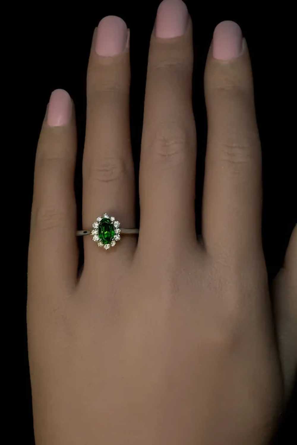 1.45 Ct Russian Demantoid Diamond Platinum Ring - image 2