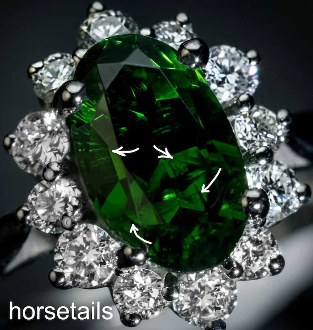 1.45 Ct Russian Demantoid Diamond Platinum Ring - image 3