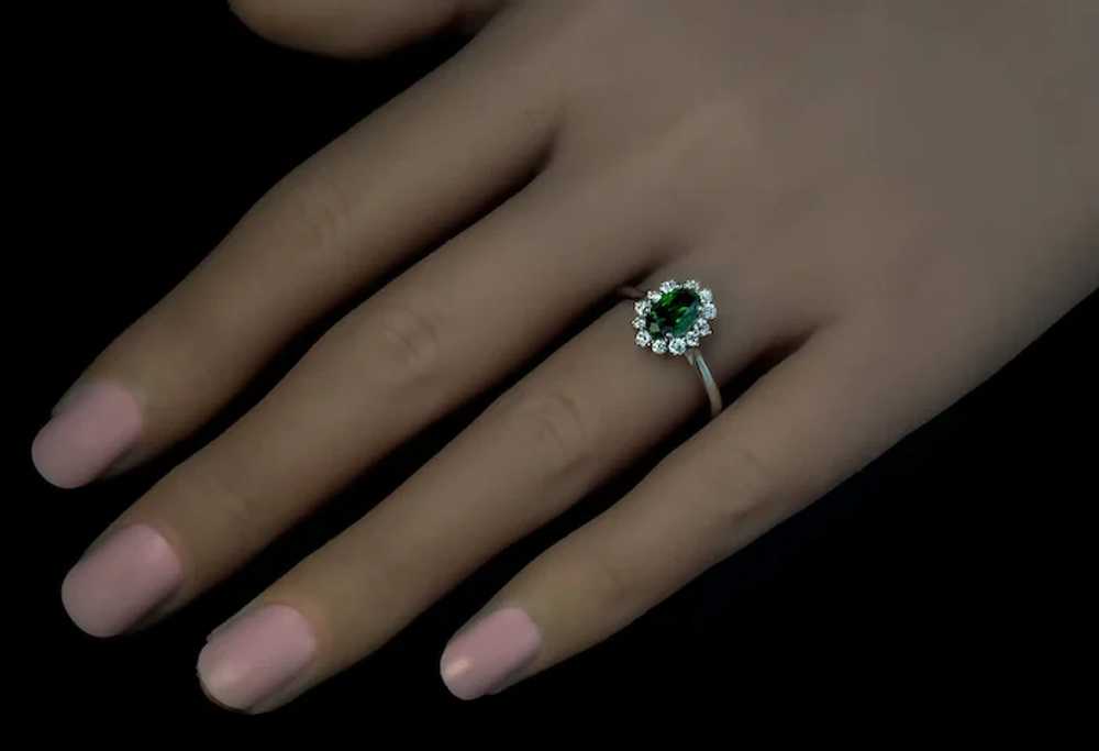 1.45 Ct Russian Demantoid Diamond Platinum Ring - image 4