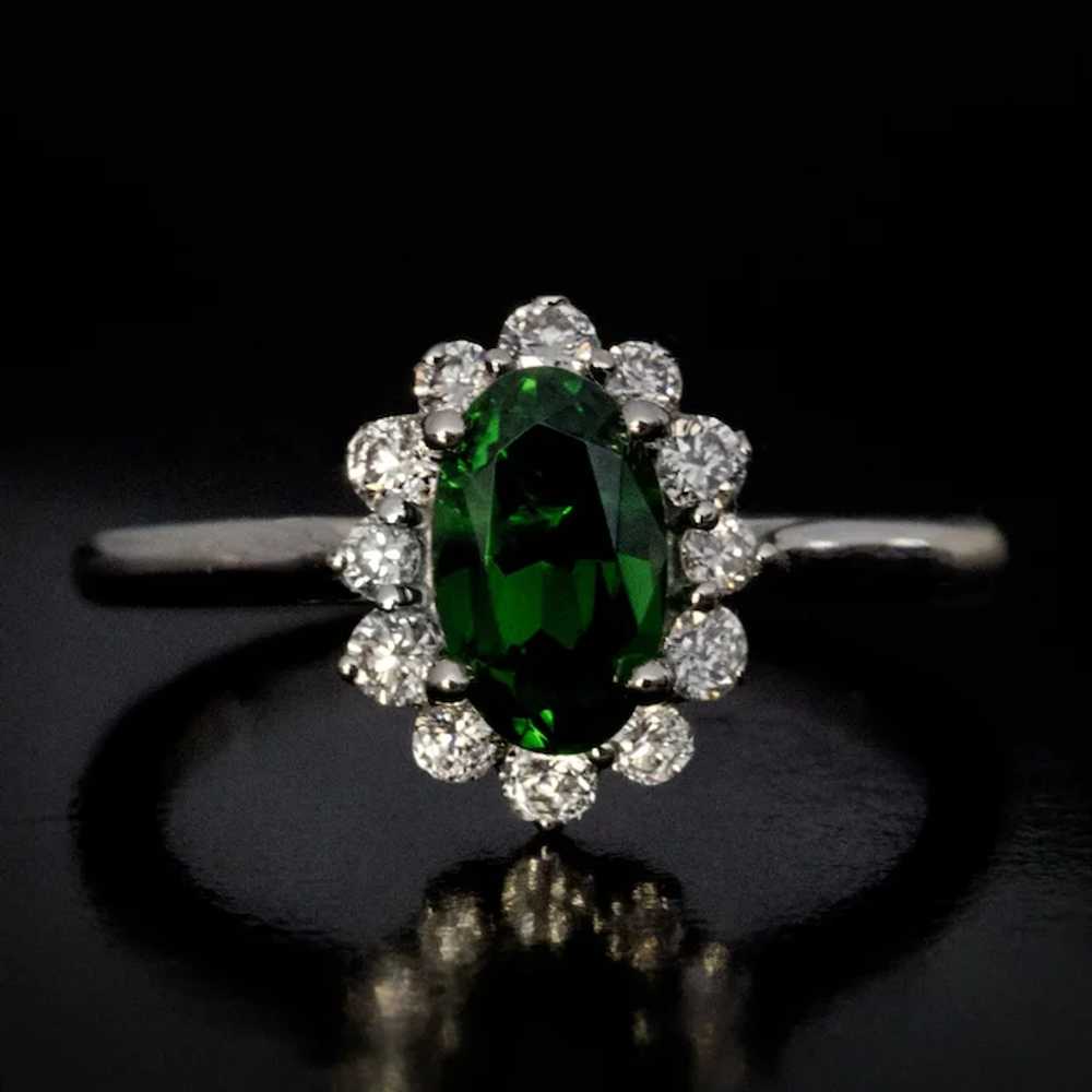 1.45 Ct Russian Demantoid Diamond Platinum Ring - image 6