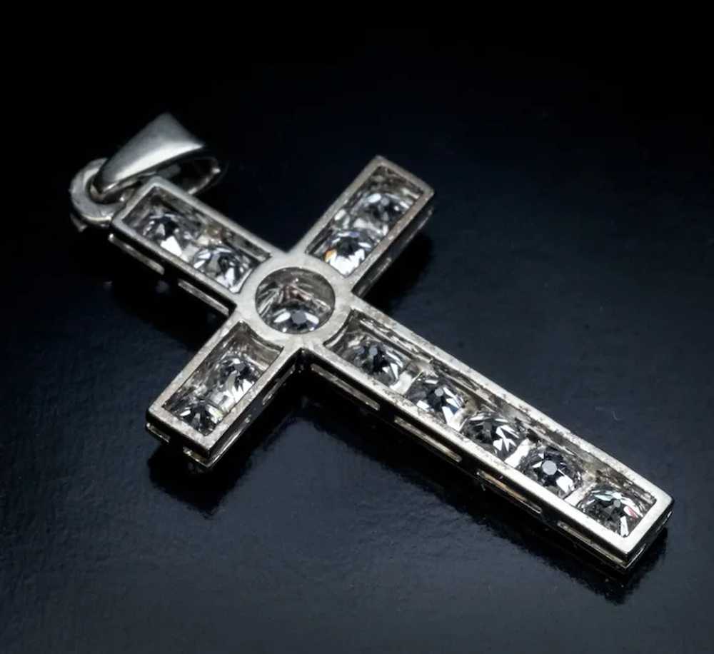 Vintage Old Mine Cut Diamond Gold Cross Pendant - image 4