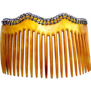 Late Victorian hair comb rhinestone cowhorn hair o