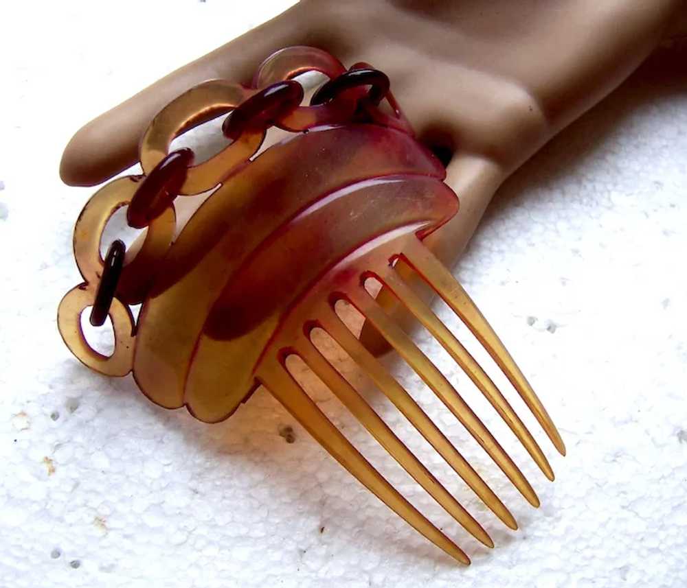 Victorian hair comb steerhorn cable design hair a… - image 5