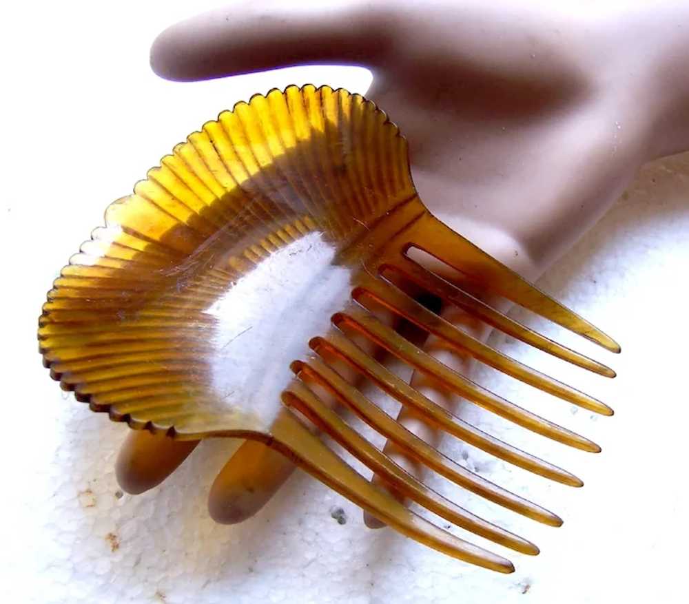 Victorian steerhorn hair comb Spanish style headp… - image 9